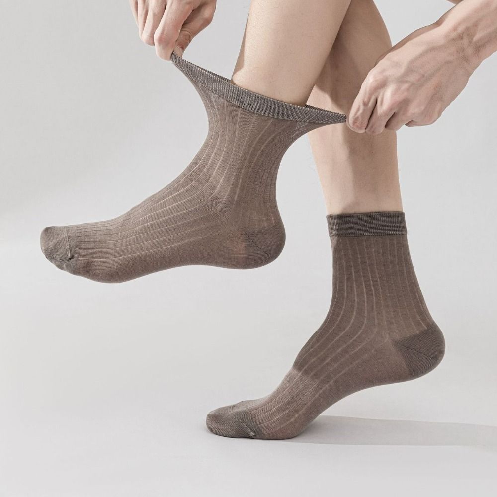 Stripe Business Socks Men Mesh Thin Men Tube Socks Comfortable Mid-calf Socks Men  Summer