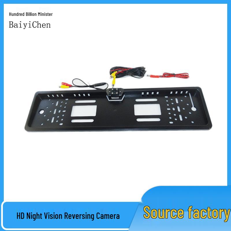 European Car License Plate Frame with LED Light and HD AHD Backup Rearview Camera