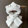 Winter Hat Women's Warm and Cold Two-piece Hat Scarf Hat Integrated Winter Cute Antler Plush Hat