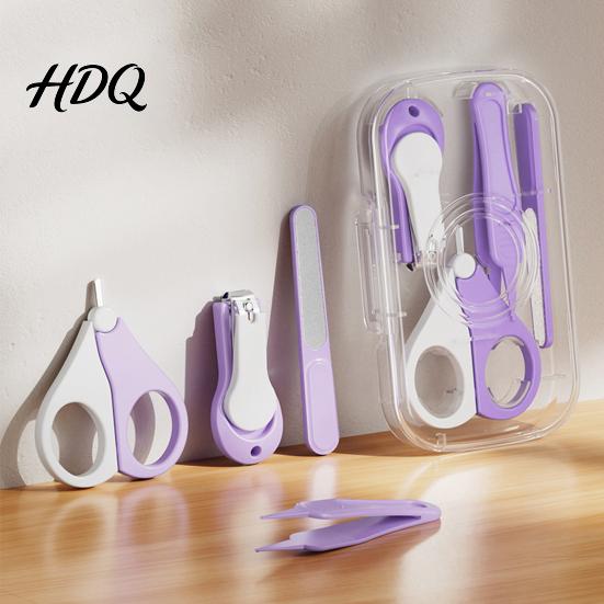 Kids Nail Clipper 4Pcs/Set Baby Kit with Clipper Scissors Tweezers File Trimmer Storage Case Manicure Pedicure Grooming Tools Kit for