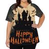 Haut d'uniforme d'infirmière à manches courtes et col en V avec imprimé Halloween, double poche et fentes latérales pour les professionnels de la santé