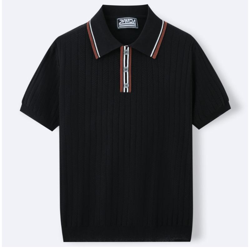 Polo de punto para hombre con ribete de contraste y manga corta