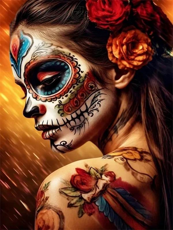 Diamantová malba Nová kolekce 2024 Ženy Květina Lebka Diy Plně Čtvercový Kulatý Vrták Štrasové vyšívání Dívčí Mozaika Sady křížkového stehu