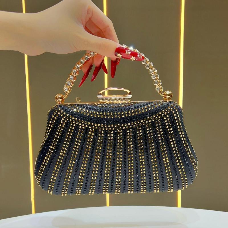 

Модная банкетная сумка, полностью усыпанная бриллиантами, сумка для платья ципао, свадебная ручная вечерняя сумка для женщин чёрный