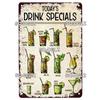 SQDGLZDrink Specials Metal Sign Vintage Plaque Plate Wall Decor For Pub Bar Cocktail Recipes Tin Sign Whiskey Menu Poster