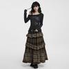 Meilade Brown Plaid Midi Skirt - Autumn Season, Long-Length