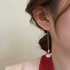 Moving Santa Claus Long Tassel Drop Earrings For Women Fashion Christmas Tree Snowflake Asymmetric Earring New Year Jewelry Gift
