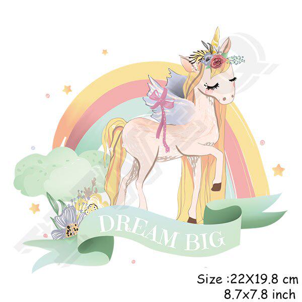 Curcubeu Unicorn Calcat Autocolant Insigna Animal Patch DIY Haine Decor Transfer de Caldura Applique