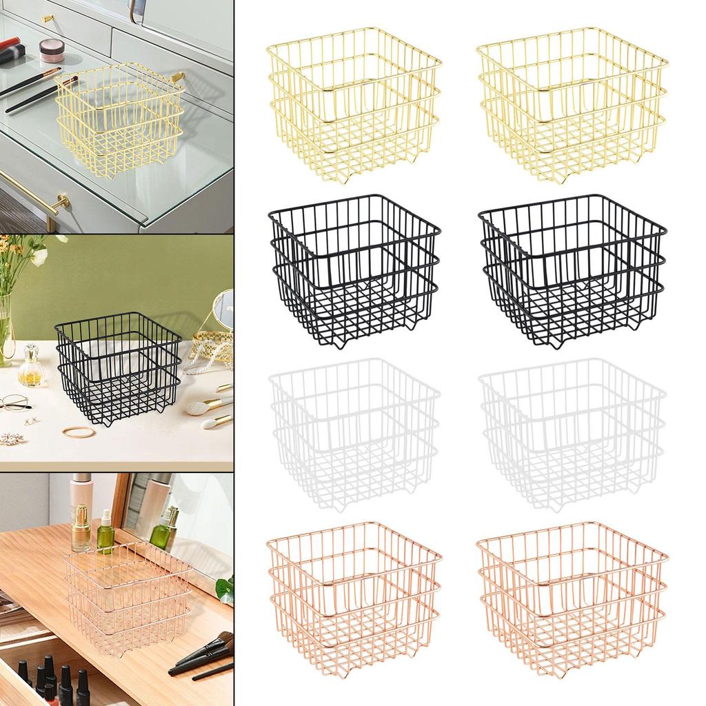 Iron Storage Basket Food Storage Organizer for Countertop Shelf Cabinets