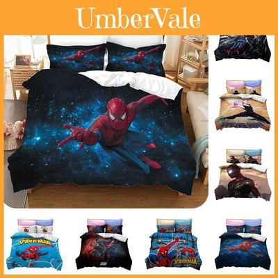 Spider-man Digital Printing Bedding Set Superhero Fleece Three-piece Set