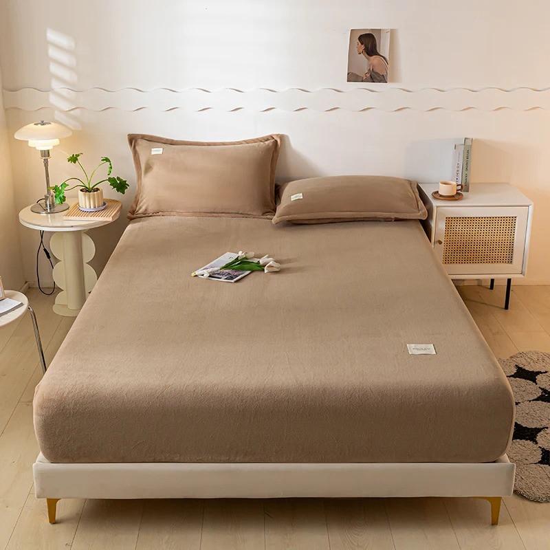 High-quality Soft Velvet Fitted Sheet with Elastic Bands Non Slip Adjustable Mattress Covers for Single Double King Queen Bed 160x200cm