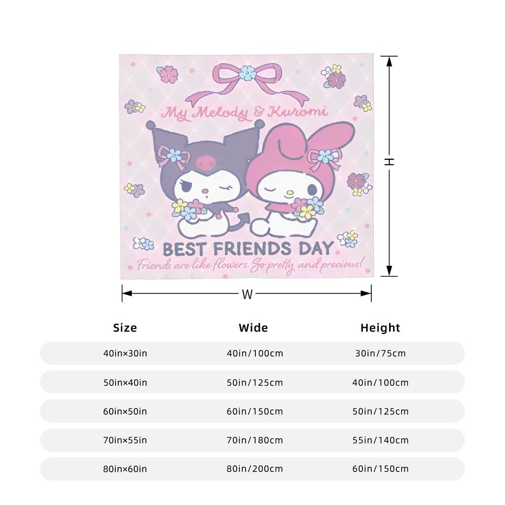 My Melody Kawaii Flannel Throw Blanket Blanket for Bed Bedroom Ultra-Soft Bedding Throws