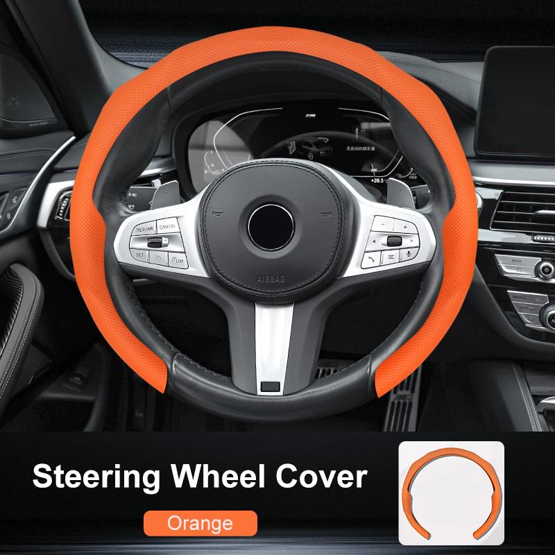 Ultra Thin Car Steering Wheel Cover All Season Universal Anti Slip Sweat Absorbent Ventilate Nappa Auto Interior Accessories