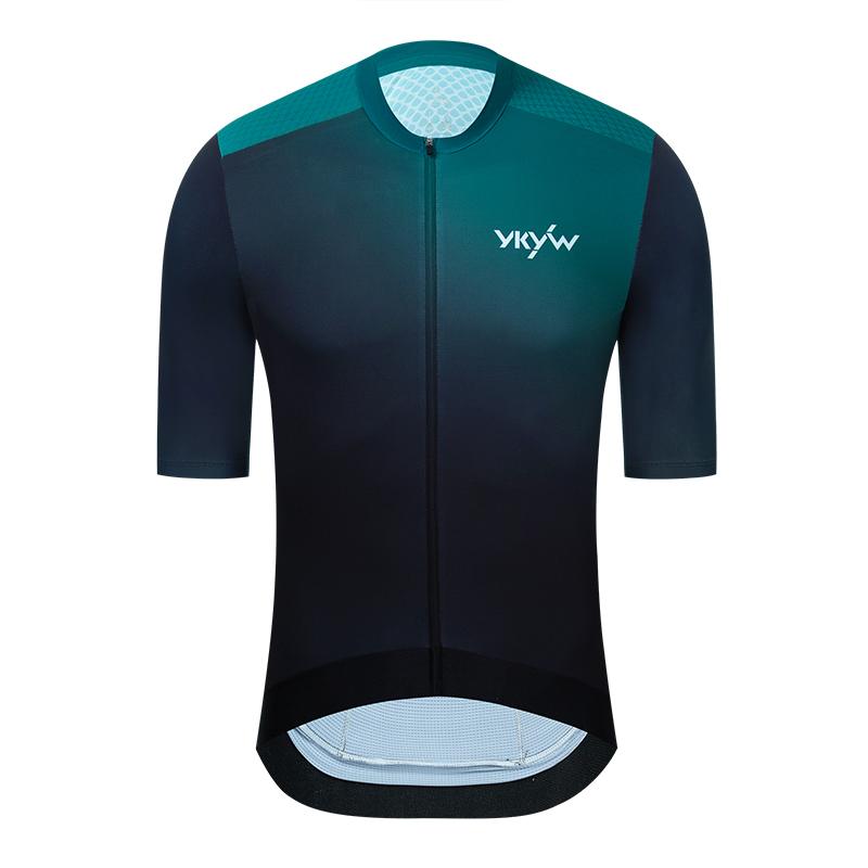 Men's Short Sleeve Cycling Jersey Summer Quick Drying Wear-resistant Breathable Gradient Bicycle Jersey Road Bike Shirts