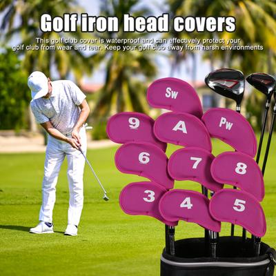 10Pcs Golf Club Covers Waterproof Golf Club Head Covers Iron And Wedge Golf Club Headcover Fits Most Clubs
