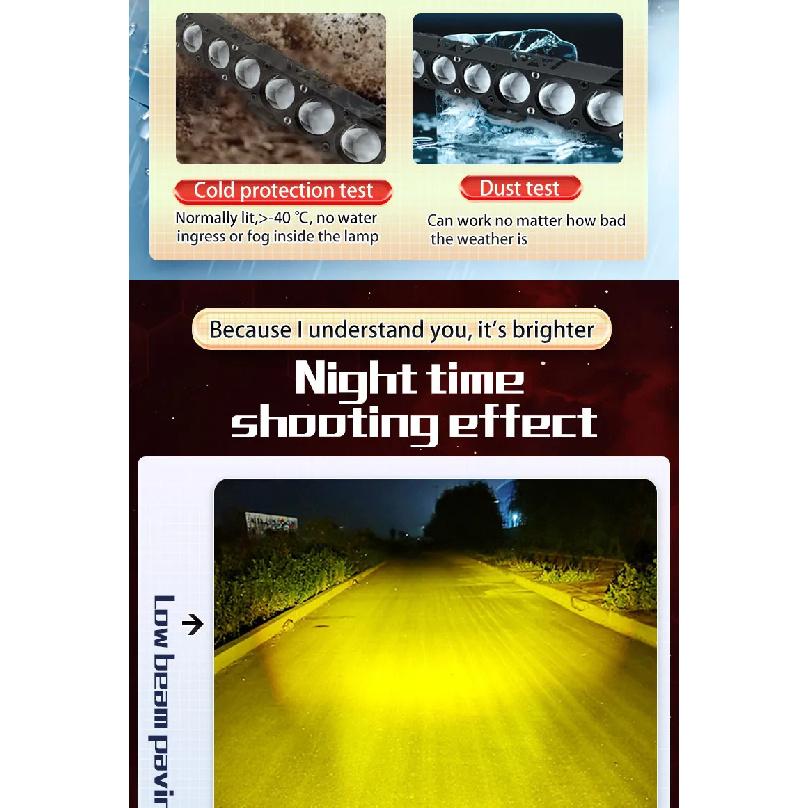 6 Lens Motorcycle LED Spotlight Dual Color Hi/Low Beam Fog Lamps for Car Trucks SUV UTV 12V 24VMini Lens Headlight Driving Light