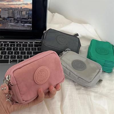 Mini Nylon myntpung Nøkkelveske Dame Lommebøker Glidelås Vanntett Bærbar Tre-lags Kortholder Dame Jente Håndveske Hodetelefonveske