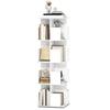 Rotating Bookshelf with 4 Levels, 16 Compartments, Easy Access, for Bedroom, Living Room, Study, Particle Board, White