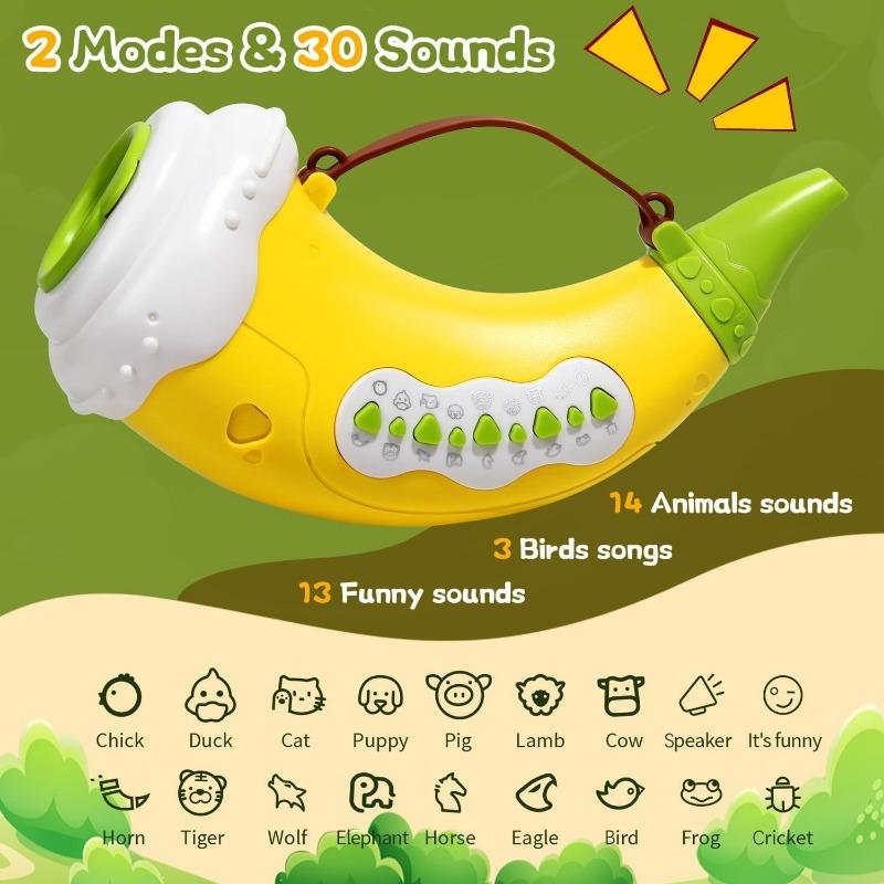 Hračky pro volání zvířat, Lovecká hračka se 2 režimy 30 zvuky, 5 úrovní světel, Hra na venkovní objevování s hračkami měniče hlasu s klaksonem pro chlapce a dívky