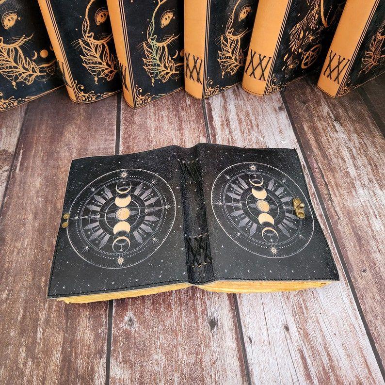 Kožený zápisník Moon Face, Kožený deník, Zápisník, Skicák, Kniha snů, Svatba, Zápisník na psaní, Cestovní kniha, Personalizovaný dárek