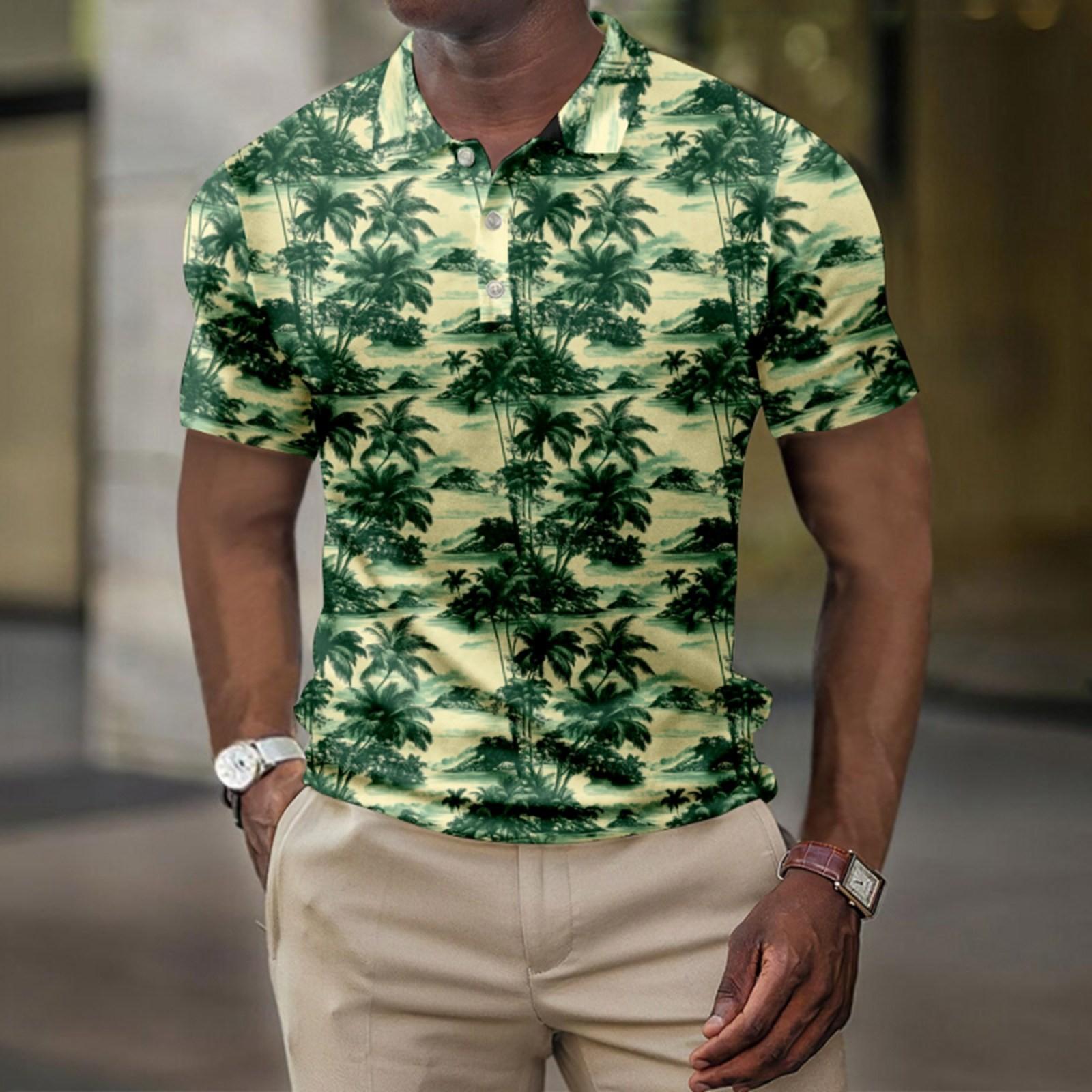 

Мужская летняя рубашка для гольфа с принтом «Гавайи», с короткими рукавами, повседневная модная рубашка для мужчин XXL