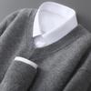 Men'S Pure Cardigan V-Neck Pullover Long Sleeve Sweater Business Casual Warm Cashmere Knitted Bottom Top