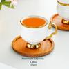 6Pcs European Style Luxury Mini Ceramic Coffee Cups with Wood Dish Gold Edged Mug Afternoon Tea Cup Set Household Drinkware