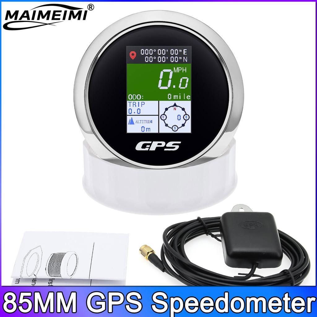 85mm Gauge GPS Speedometer ODO with Compass Longitude Latitude Altitude MPH Knots km/h for Car Boat Marine 12V24V