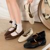 Temperamento alla moda retrò a bocca bassa fondo piatto piccole scarpe di pelle da donna 2025 nuove primavera e autunno francesi suola morbida Mary Jane scarpe singole