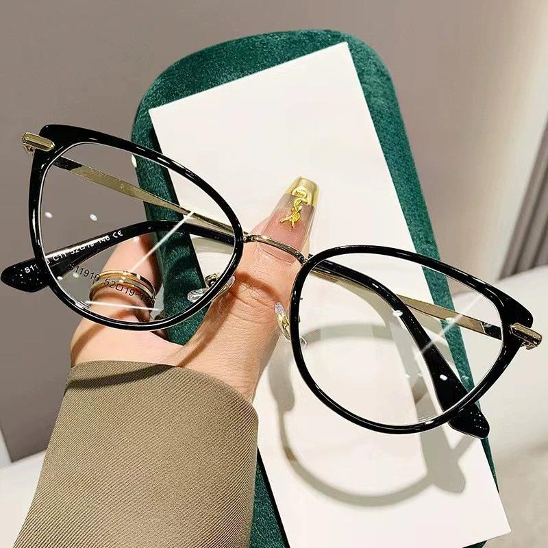 Unisex Anti Blue Light Cat Eye Glasses Vintage Full Frame Myopia Eyewear for Women Men Eye Protection Fashion