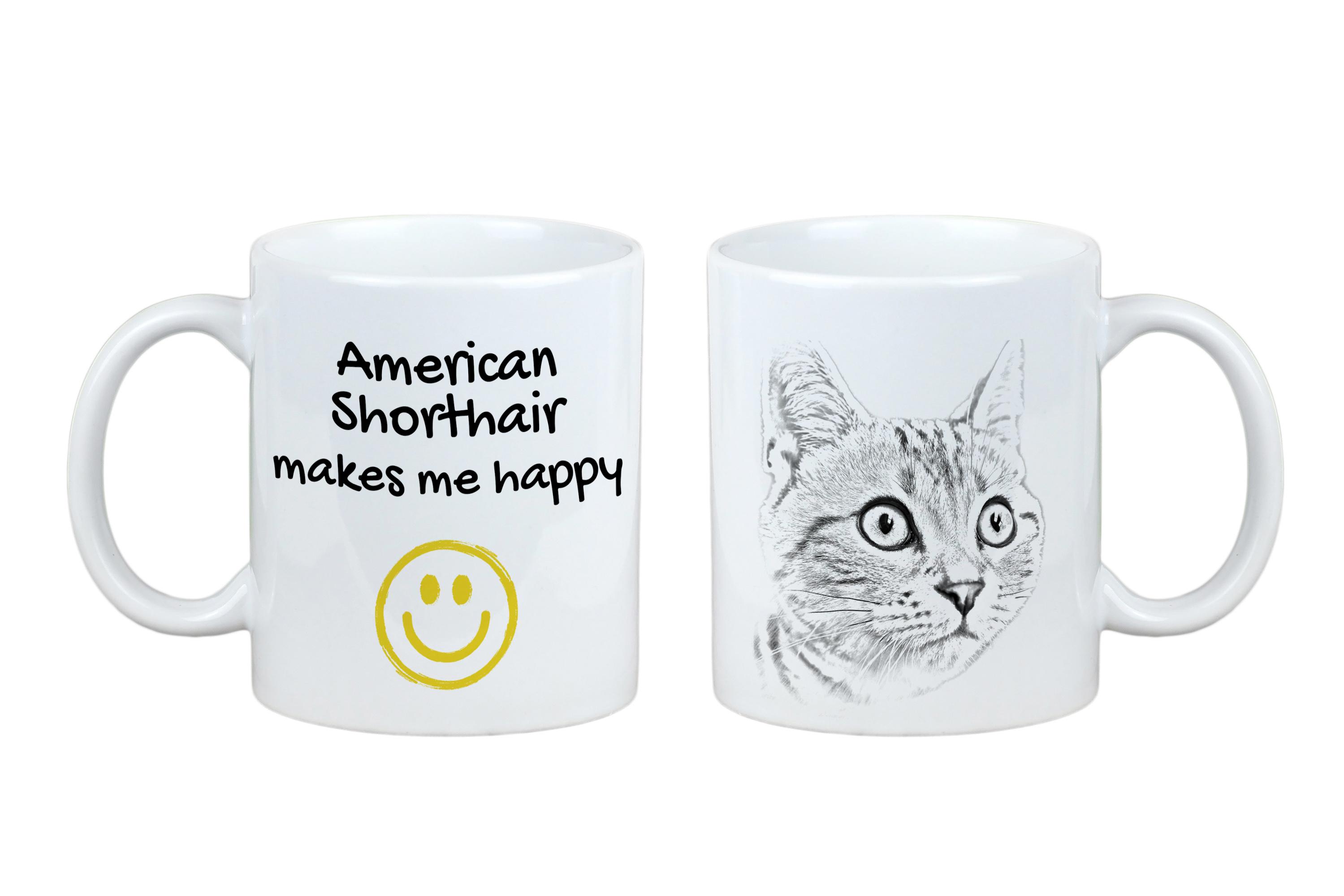 

American Shorthair - cat mug, cheerful mug for a dog lover, personalized gift from the Art-Dog brand білий