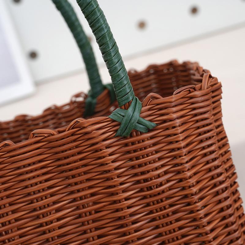 Wicker Handheld Lightweight Basket: Versatile Vegetable Shopping, Fashion Tote, Picnic & Bathroom Shower Use