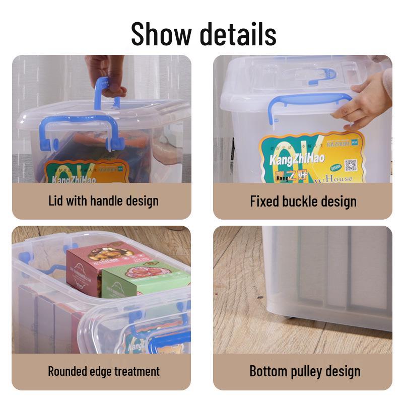 Kangzhihao Wheeled Clear Storage Box for Clothes, Toys, & Books