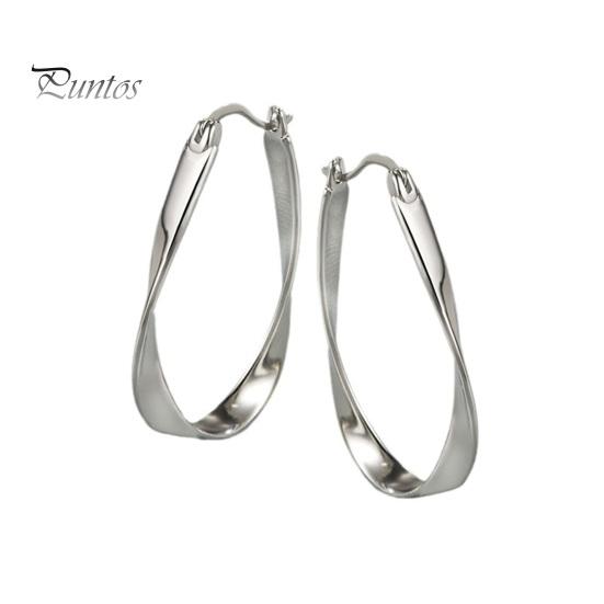 Stainless Copper Earrings 1 Pair Women Ear Hoop Twisted Circle Polished Pure High Color OL Commute Dating Prom Party Hanging Jewelry Lightweight