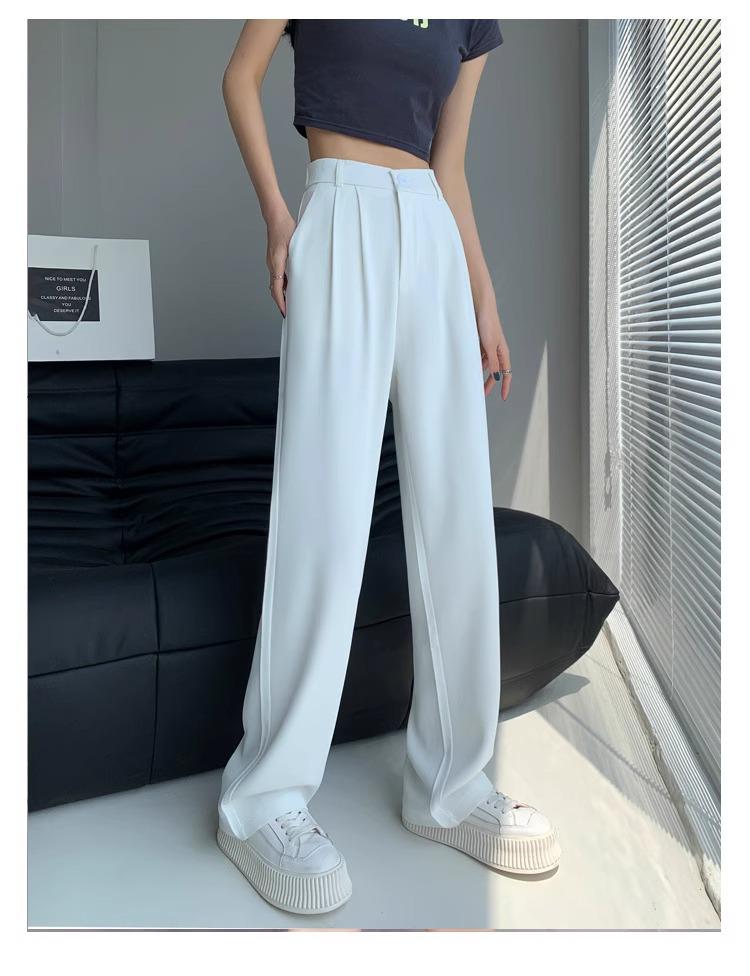 Women's High-Waisted Black Wide-Leg Slimming Pants - Petite, Floor-Length, Casual Fit