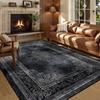Persian American Black Carpet Large Area Living Room Decoration Home Retro Ethnic Bedroom Rug Cloakroom Lounge Soft Mat Washable