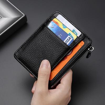 Ultra-Thin Genuine Leather Card Holder with Multiple Slots