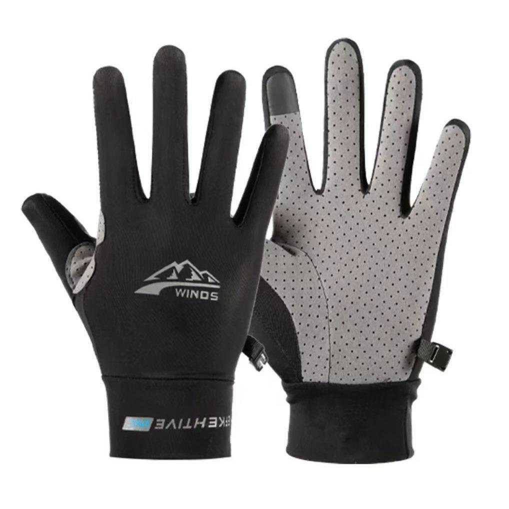 

Cycling gloves non-slip and wear-resistant outdoor sunscreen male thin adult female touch screen breathable ice silk bicycle full finger S
