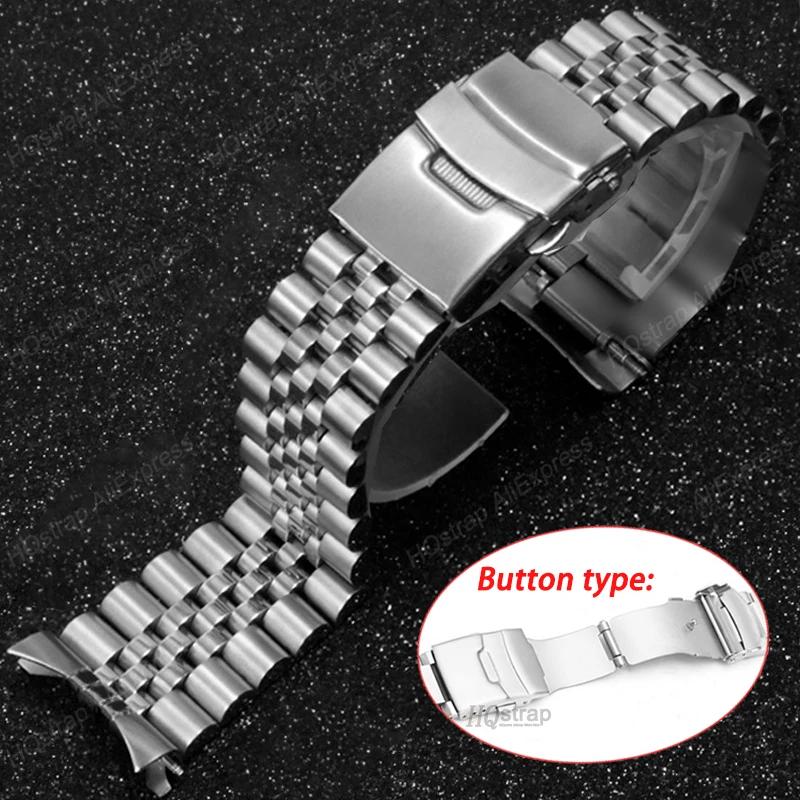 

Luxury Solid Stainless Steel Band for Seiko Skx007 Skx009 Curved End Bracelet for Jubilee for Oyster Men Business Watch Strap 22mm&no logo