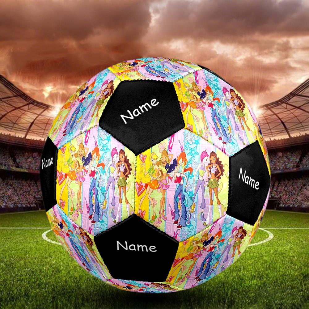 Custom Name Winx Club Theme Size 5 Soccer Ball, Suitable for Both Indoor and Outdoor Matches, a Gift Suitable for Everyone.