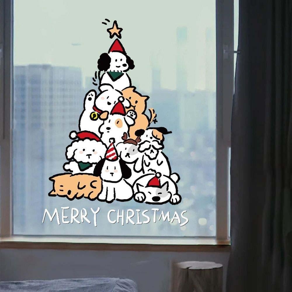 Colorful Santa Claus Stickers Anti-collision Christmas Tree Glass Electrostatic Film Transparent Portable PVC Festival Stickers