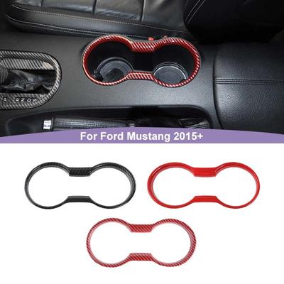 Automobilio priekinio puodelio laikiklis Dekoratyvinis žiedas Dekoratyviniai dangtelio lipdukai, tinkantys Ford Mustang 2015 Up ABS vidaus priedams