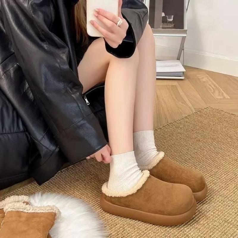 

New High-heeled Cotton Shoes for Women To Wear Outside with Thick-soled Shoes and Half-slipper Tips 40 верблюд