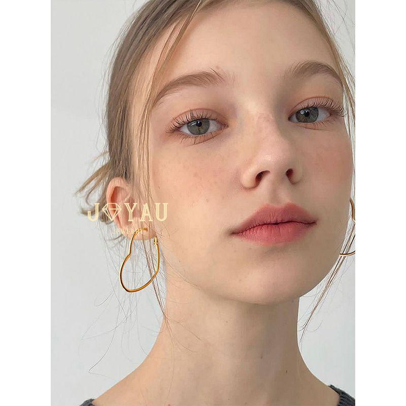 

Joyau Sweet Cool Sexy Big Heart Simple Bracelet Earrings 5cm Gold Earrings [with Pierced Ears]
