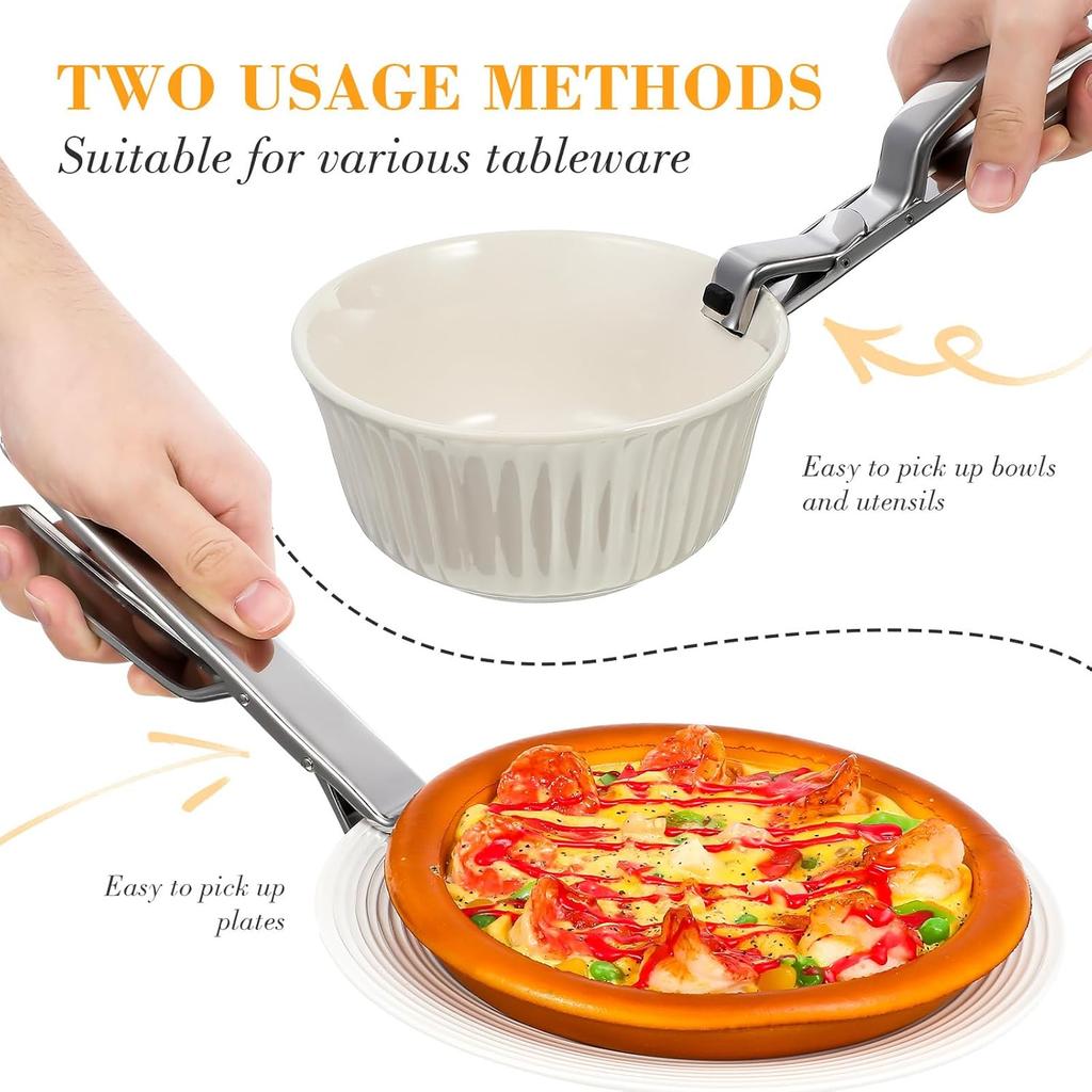 Stainless Steel Bowl Clip Bowl Gripper Tongs Hot Plate Gripper Anti-scald Bowl Holder Clip Kitchen Cooking Tongs