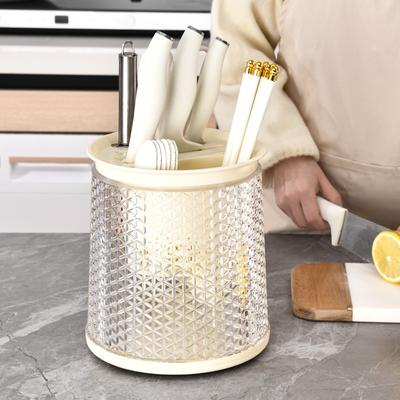 Suport rotativ pentru cuțite de bucătărie Suport de depozitare Cuțit din plastic integrat multifuncțional Suport de depozitare pentru scurgere de betisoare Cuțit Bețișor Tambur de depozitare a veselă