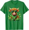 Cute Highland Cow St Patrick's Day Shamrock Cow T Shirt