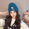 Korean Version New Solid Color Letter Knitted Hat Autumn and Winter Casual Versatile Wool Hat Student Face Little Couple Hat Women