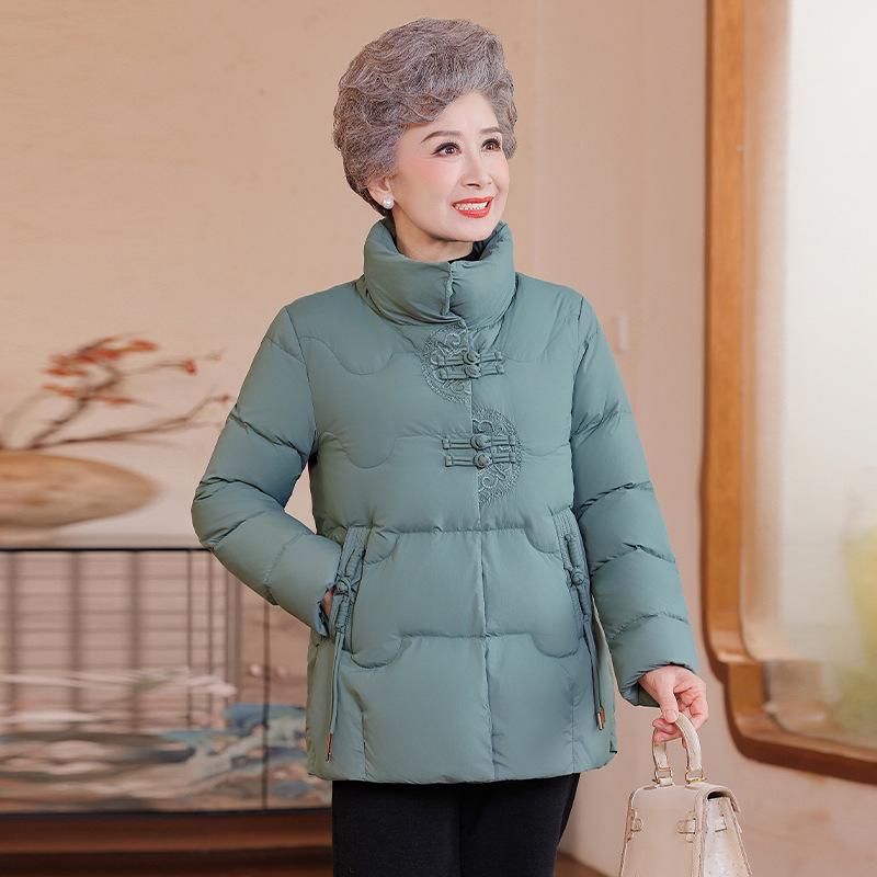 

Red Chinese Style Winter Down Jacket for Middle-aged and Elderly Women: Warm, Thick Cotton Coat 5XL (145-160 lbs)