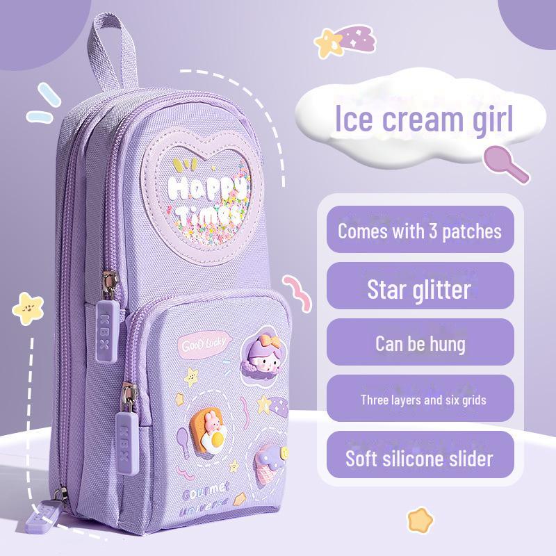 დიდი ტევადობის მრავალფუნქციური ფანქრის ყუთი გოგონებისთვის - პორტატული სკოლის ჩანთა მოსწავლეებისთვის